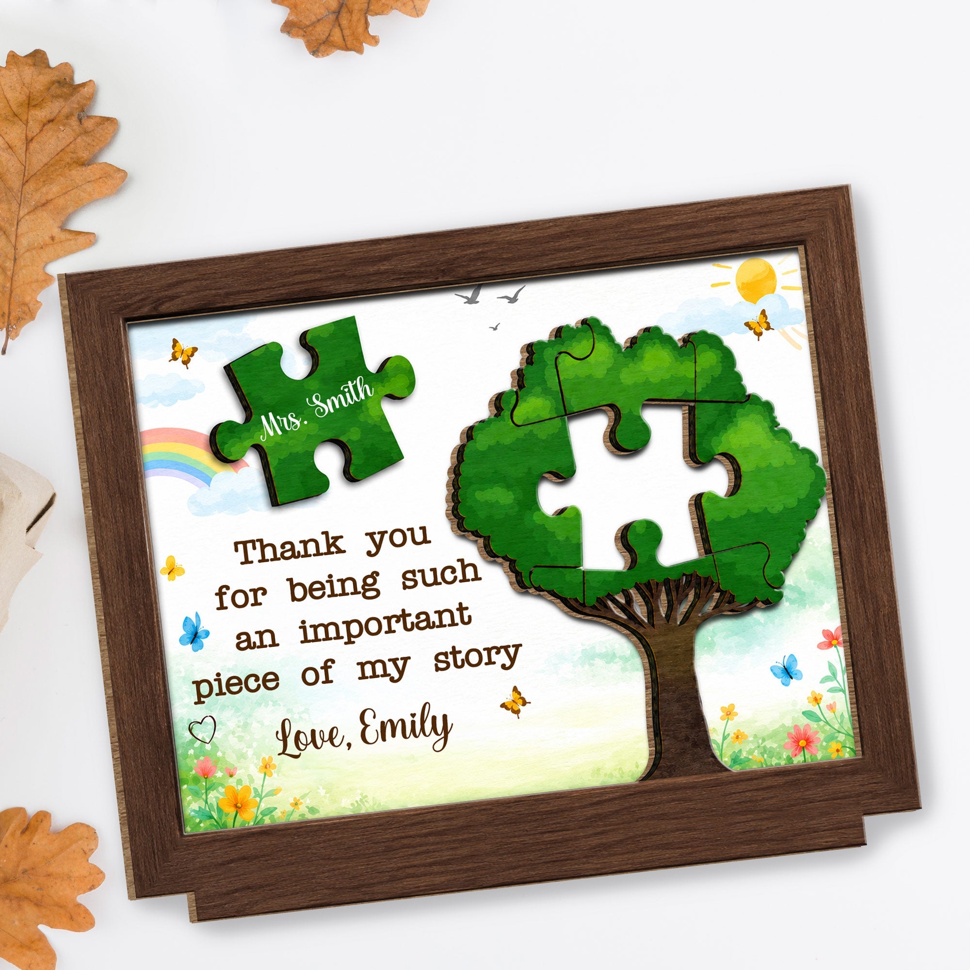 Personalized 2-Layer Wood Plaque Custom Message Gift for Teacher Wood Plaque GradoCreations