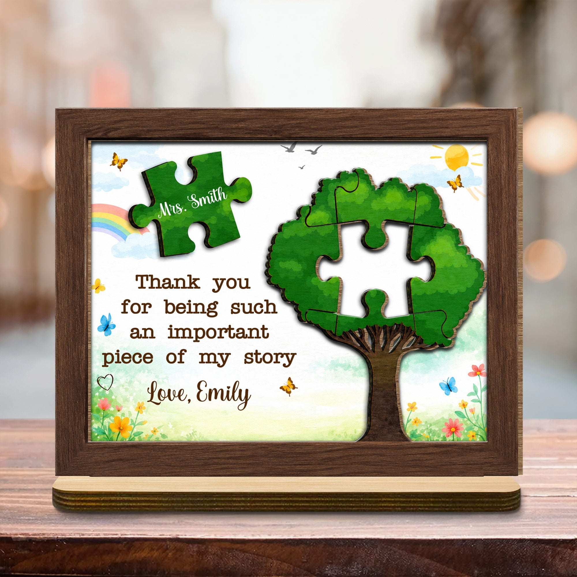 Personalized 2-Layer Wood Plaque Custom Message Gift for Teacher Wood Plaque GradoCreations