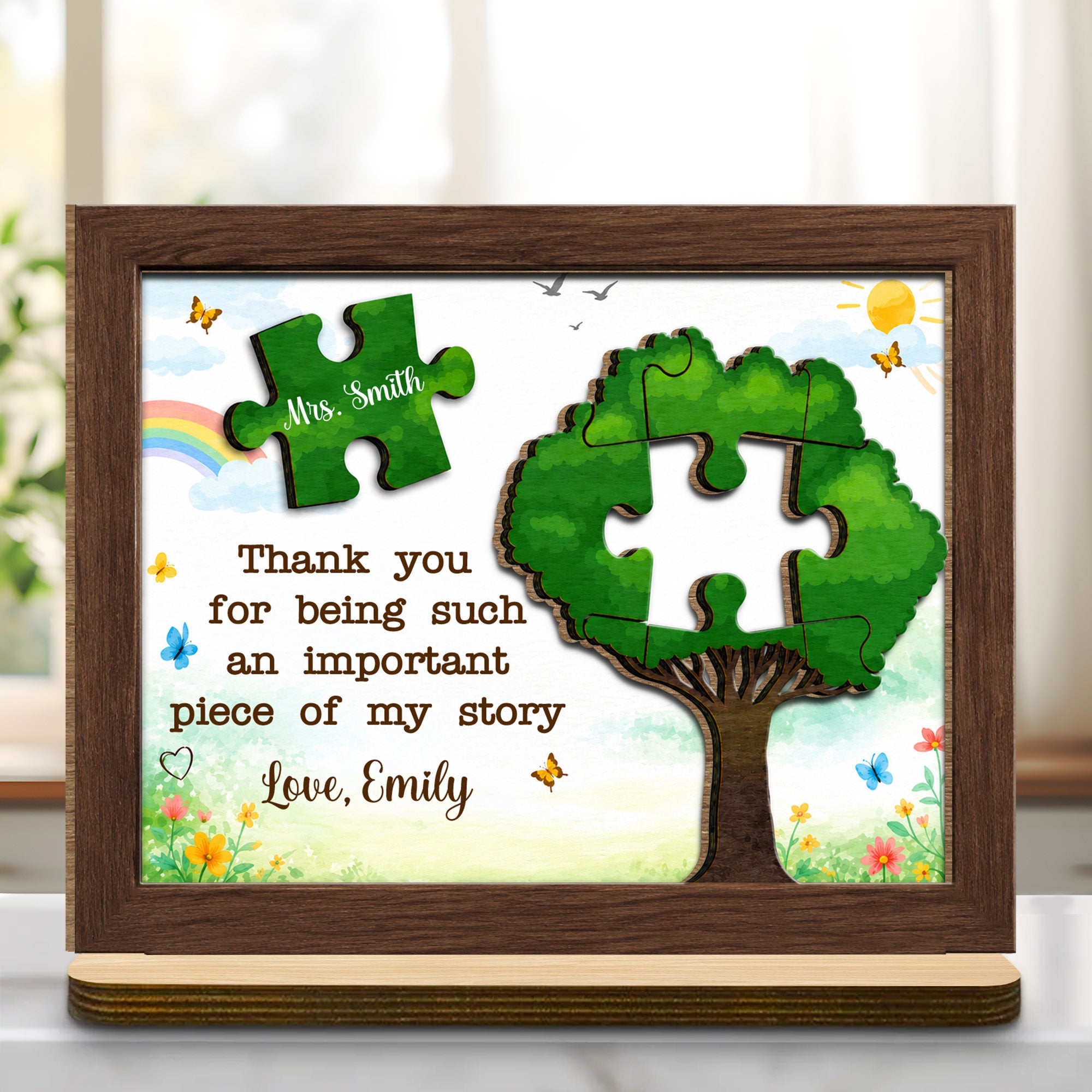 Personalized 2-Layer Wood Plaque Custom Message Gift for Teacher Wood Plaque GradoCreations