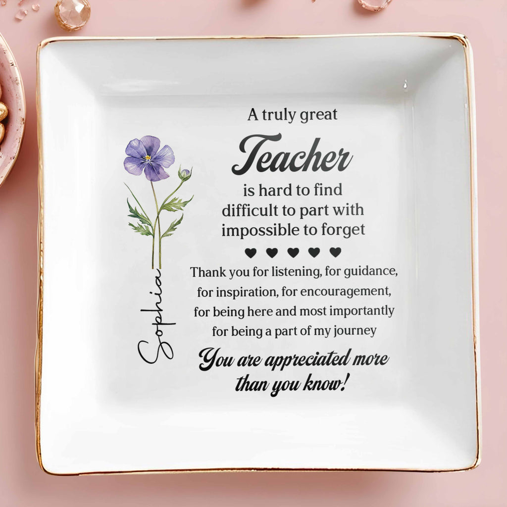 Personalized Ceramic Jewelry Dish Custom Teacher Gift Idea Jewelry Dish GradoCreations