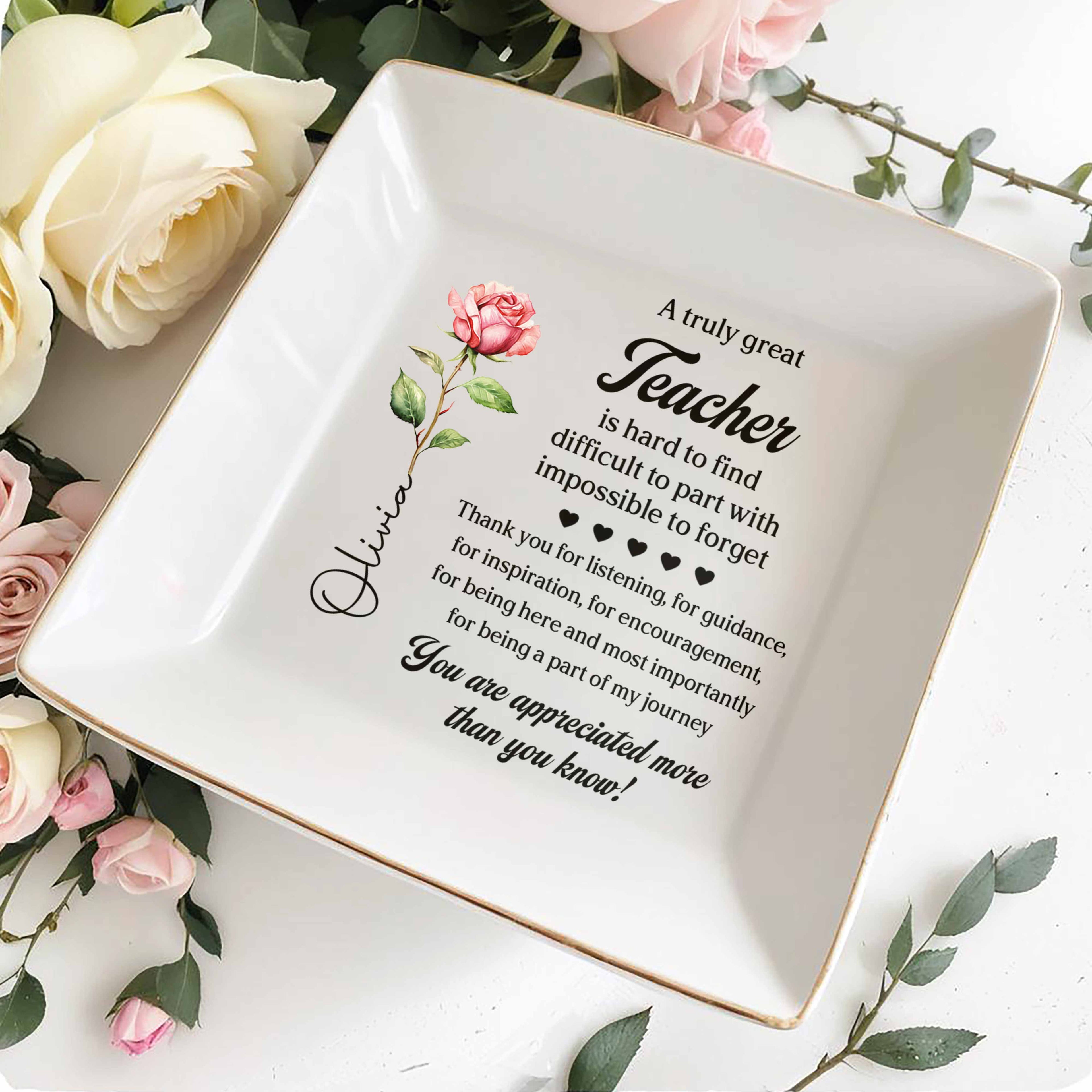 Personalized Ceramic Jewelry Dish Custom Teacher Gift Idea Jewelry Dish GradoCreations