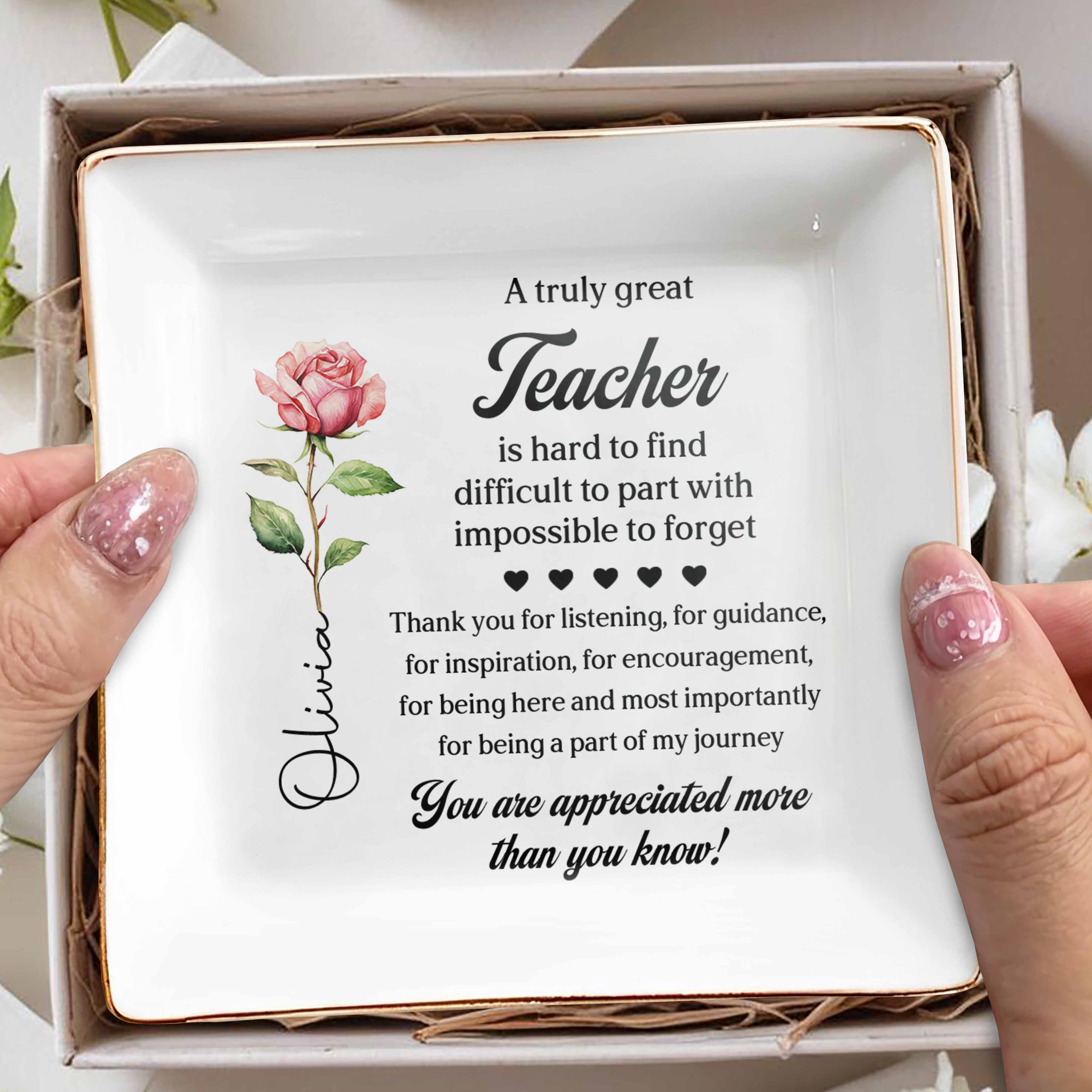 Personalized Ceramic Jewelry Dish Custom Teacher Gift Idea Jewelry Dish GradoCreations