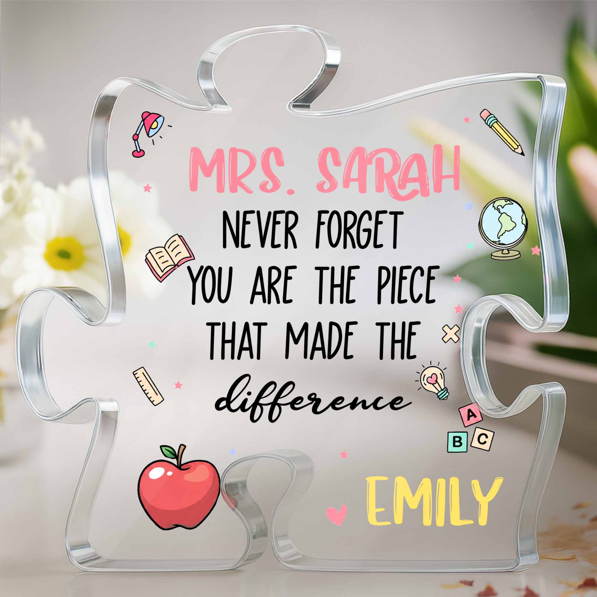 Personalized Puzzle Acrylic Plaque Custom Teacher Gift Idea Puzzle Acrylic Plaque GradoCreations