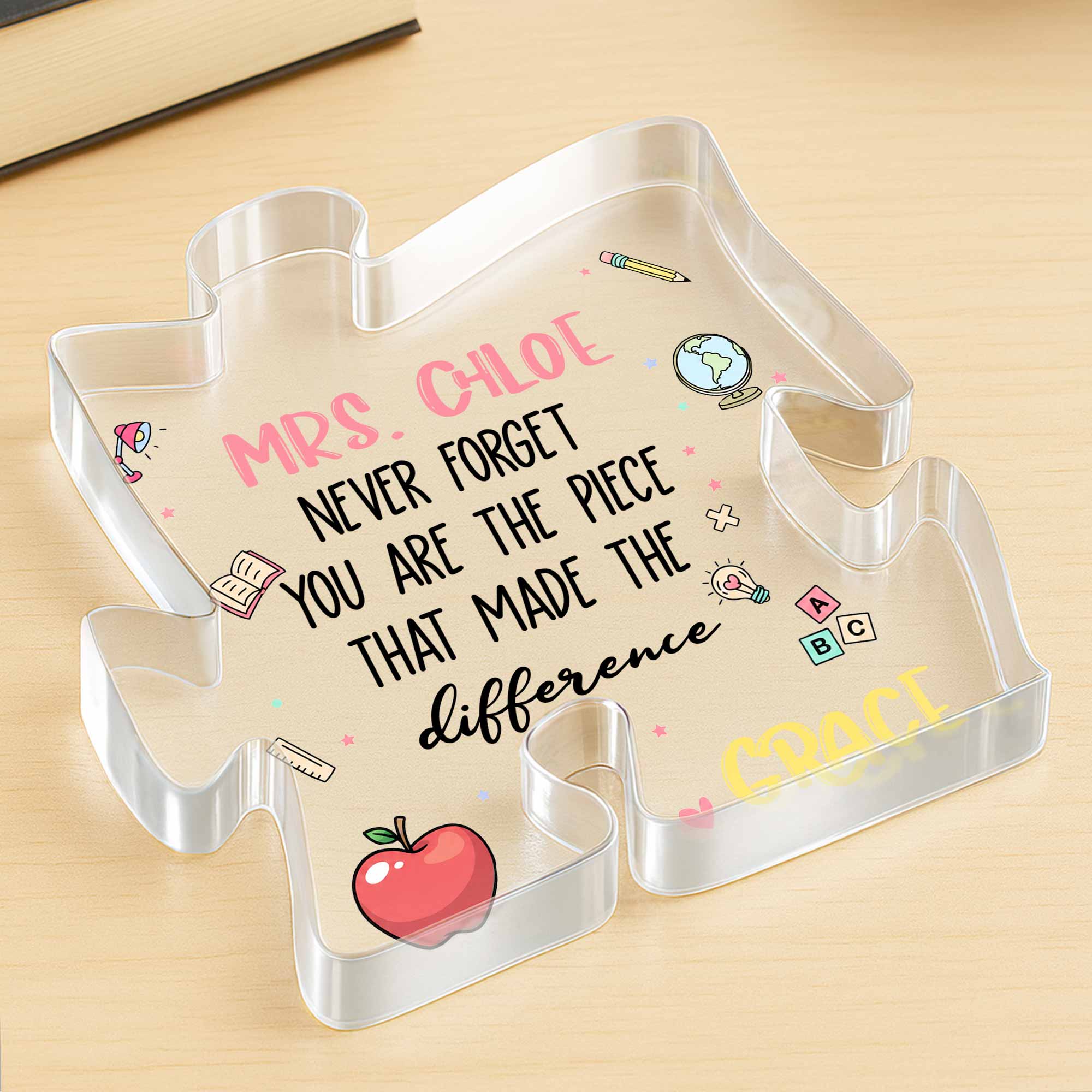 Personalized Puzzle Acrylic Plaque Custom Teacher Gift Idea Puzzle Acrylic Plaque GradoCreations