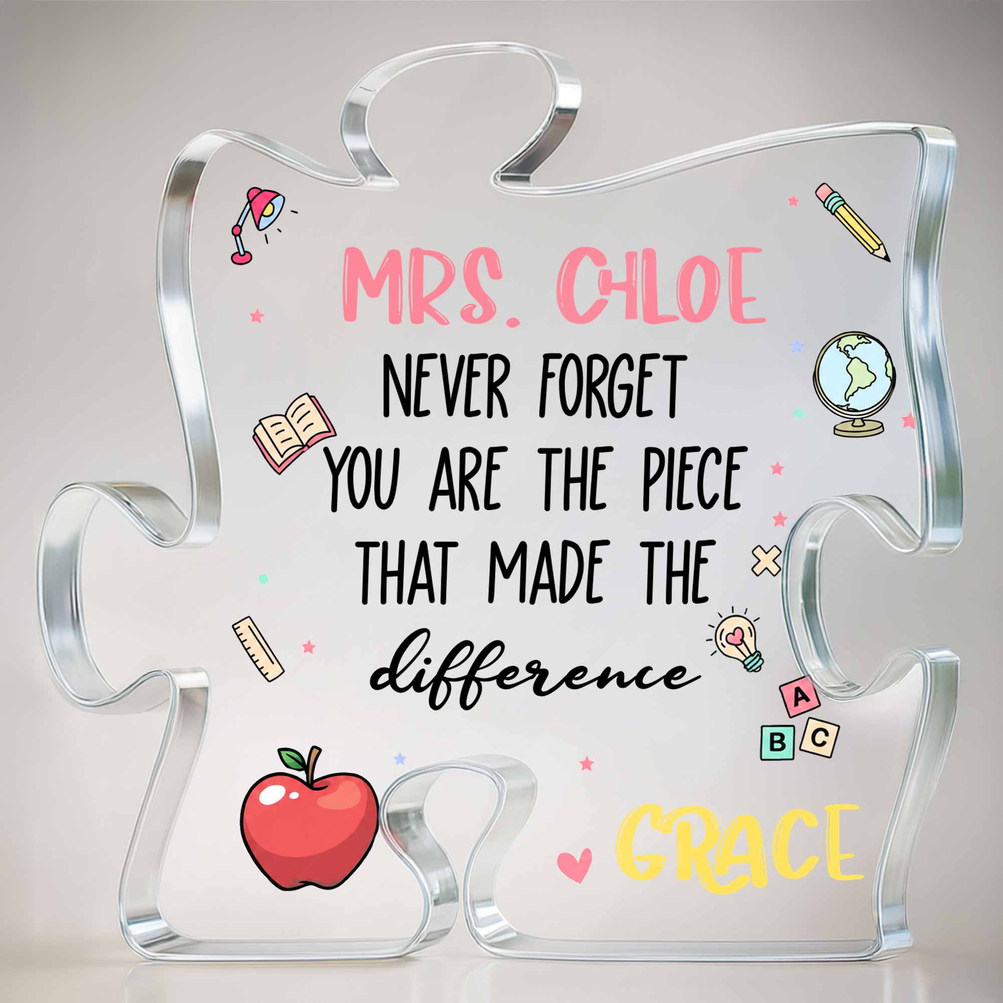 Personalized Puzzle Acrylic Plaque Custom Teacher Gift Idea Puzzle Acrylic Plaque GradoCreations