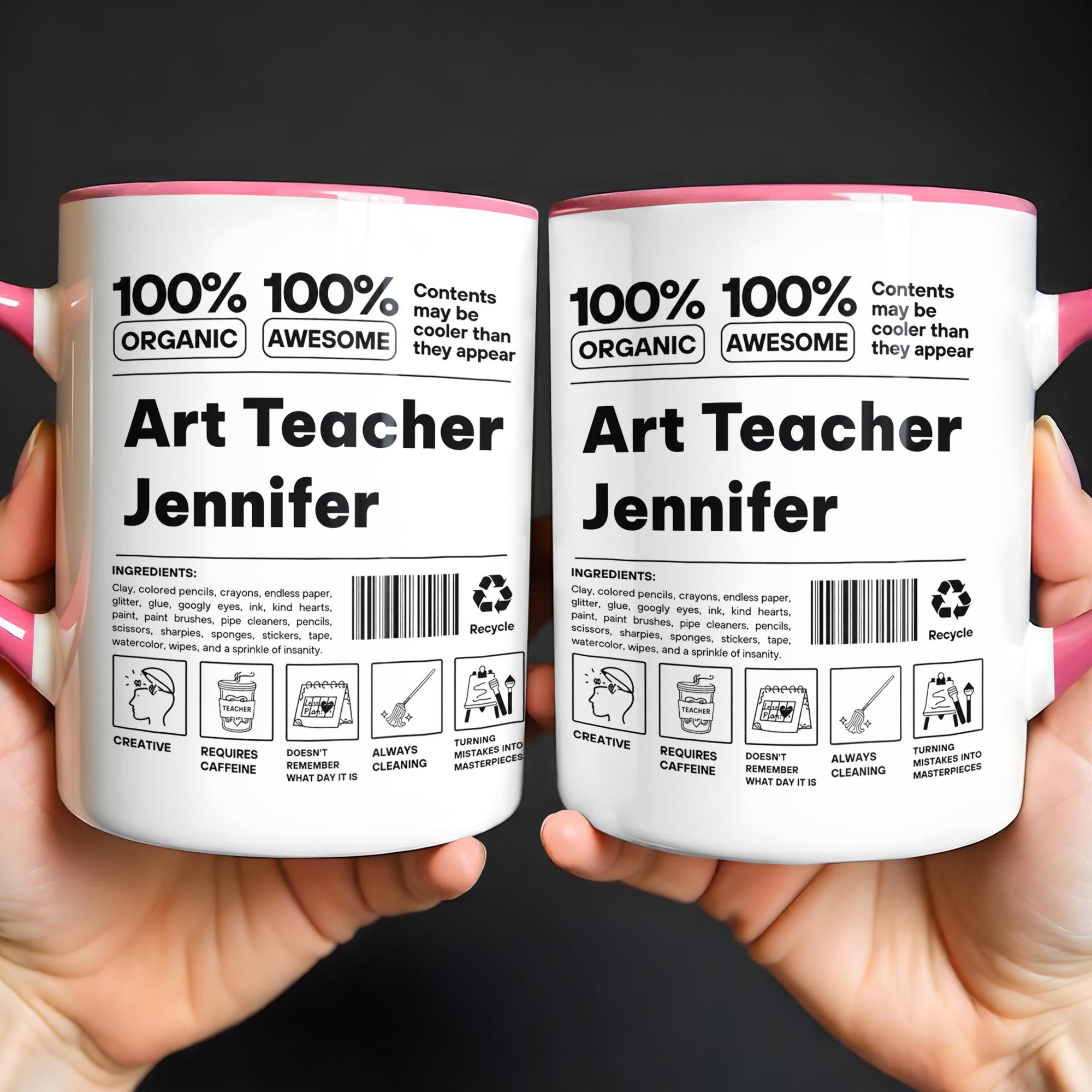 Personalized Accent Mug Custom Art Teacher Gift Ceramic