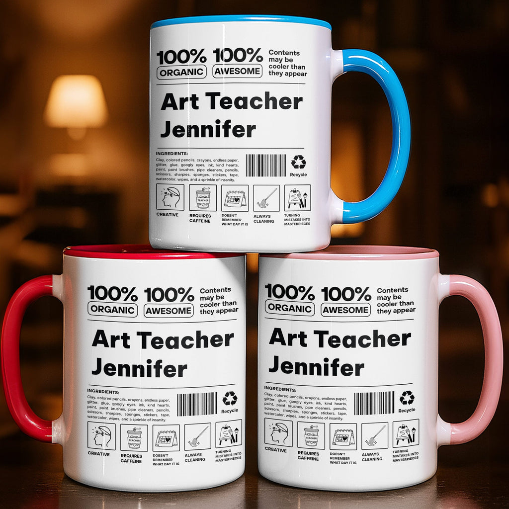 Personalized Accent Mug Custom Art Teacher Gift Ceramic