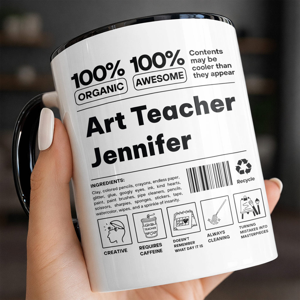 Personalized Accent Mug Custom Art Teacher Gift Ceramic