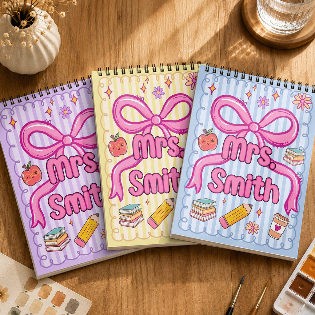 Personalized Sketch Book Custom Name Art Gift for Teacher Sketch Book GradoCreations