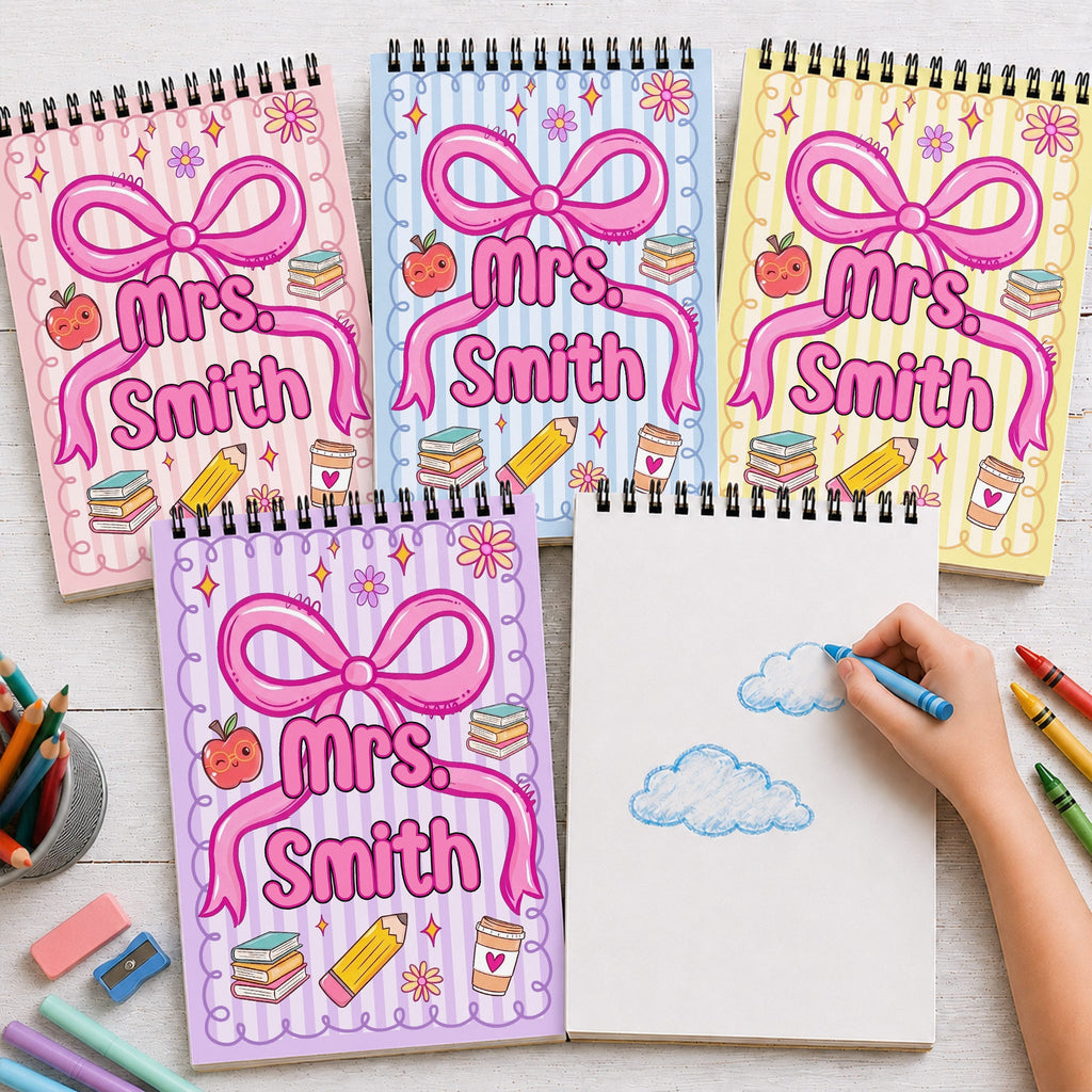 Personalized Sketch Book Custom Name Art Gift for Teacher Sketch Book GradoCreations