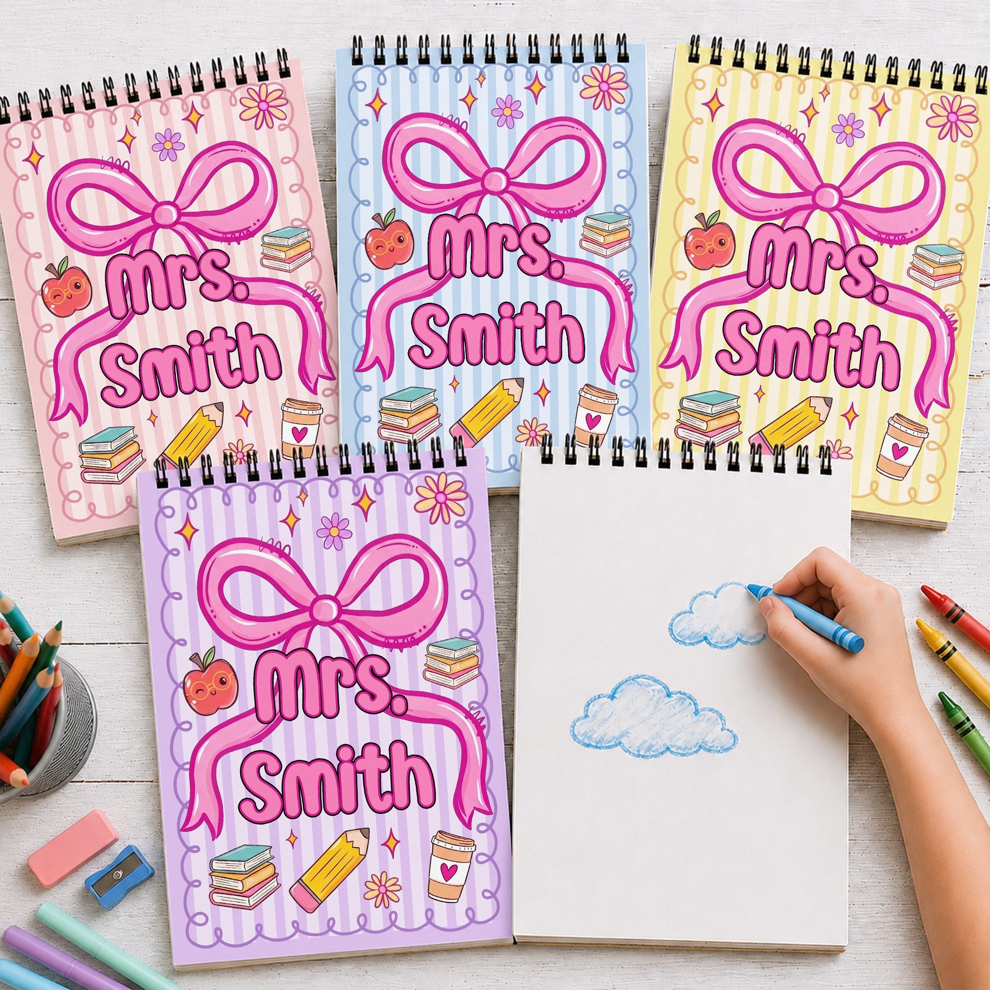 Personalized Sketch Book Custom Name Art Gift for Teacher Sketch Book GradoCreations