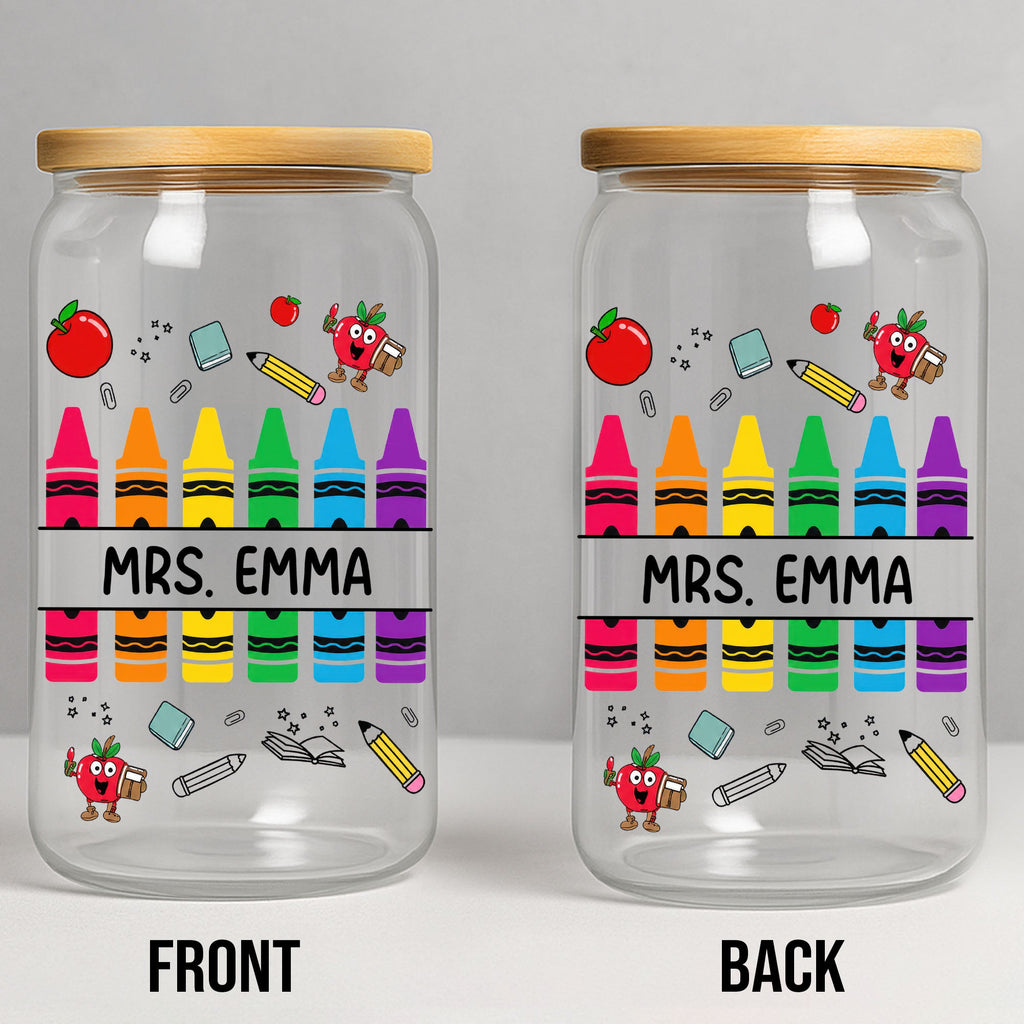 Personalized Clear Glass Can with Straw Teacher Gift Eco-Friendly Clear Glass Can GradoCreations