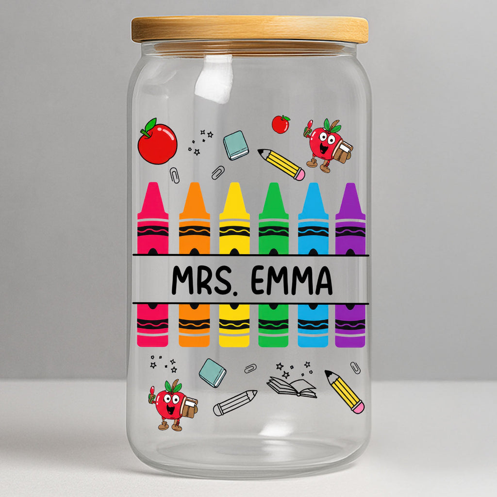 Personalized Clear Glass Can with Straw Teacher Gift Eco-Friendly Clear Glass Can GradoCreations