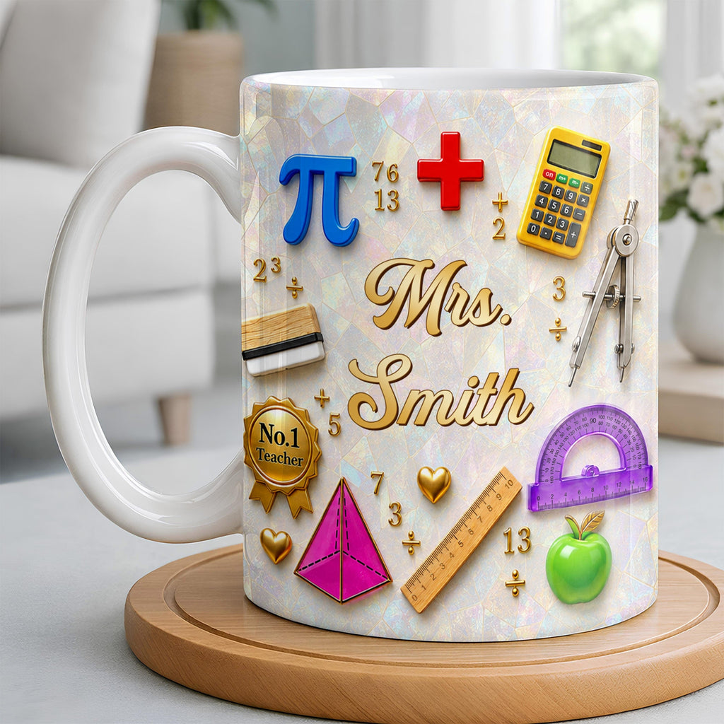 Personalized Mother of Pearl Coffee Mug Gift for Teacher Edge-to-edge Mug GradoCreations