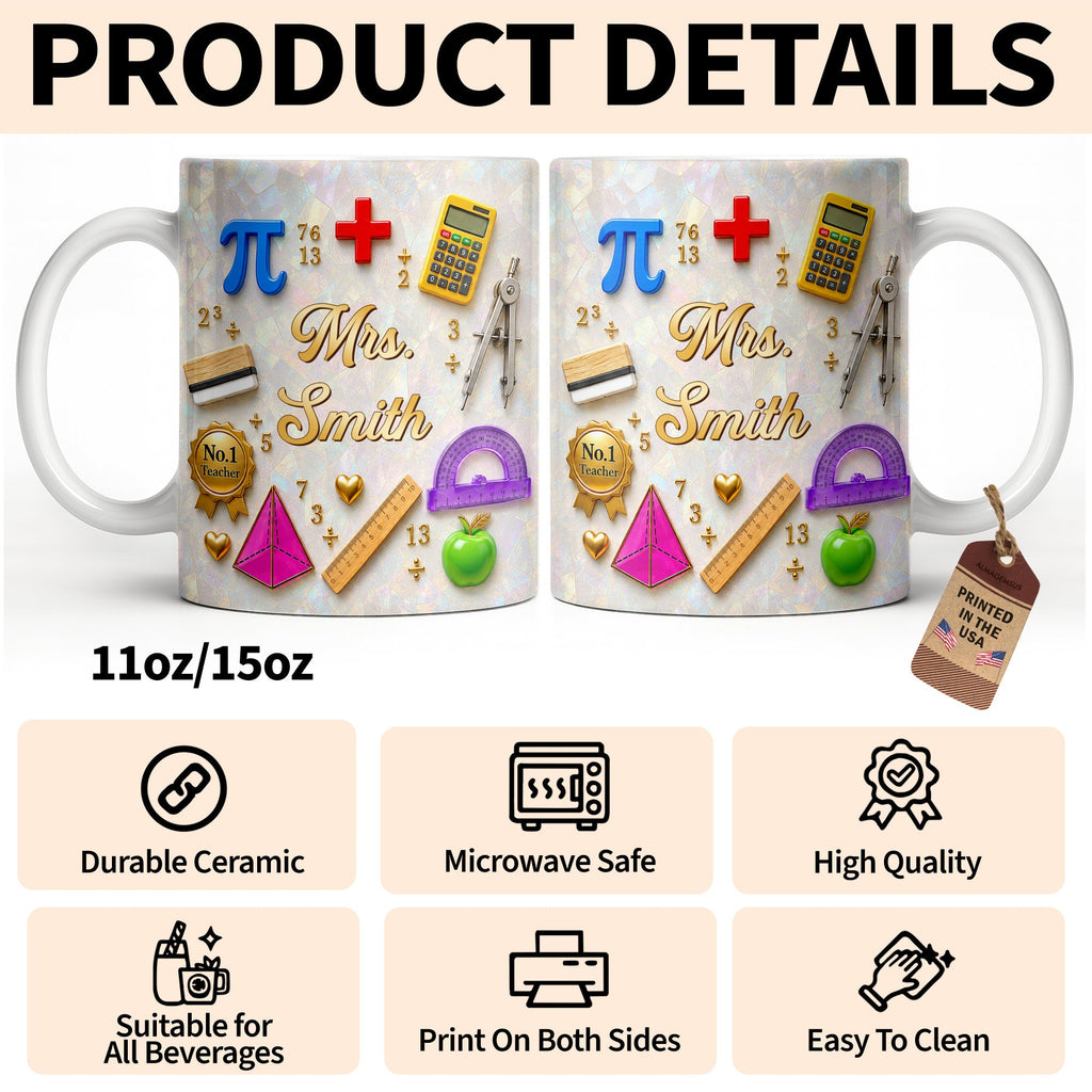 Personalized Mother of Pearl Coffee Mug Gift for Teacher Edge-to-edge Mug GradoCreations