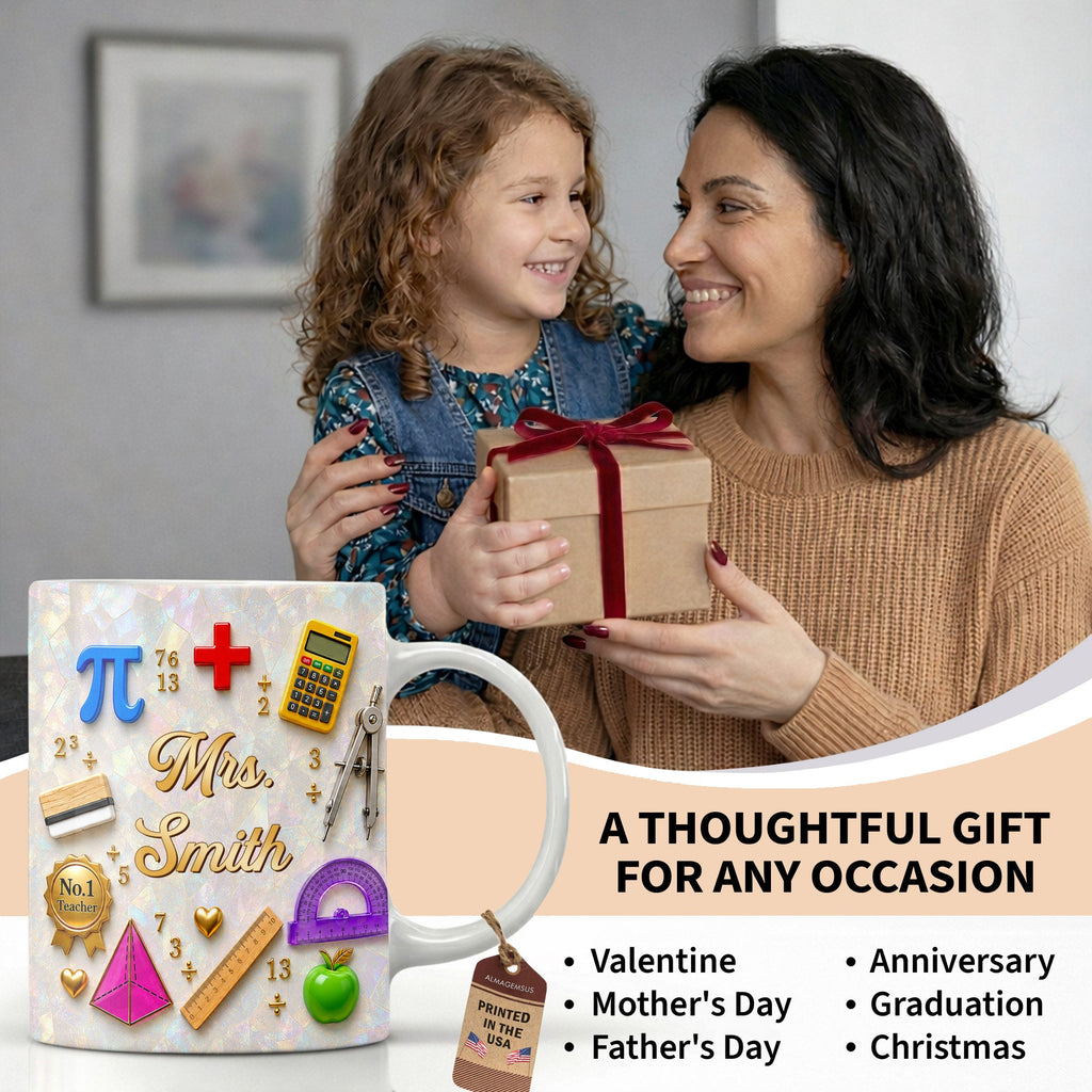 Personalized Mother of Pearl Coffee Mug Gift for Teacher Edge-to-edge Mug GradoCreations