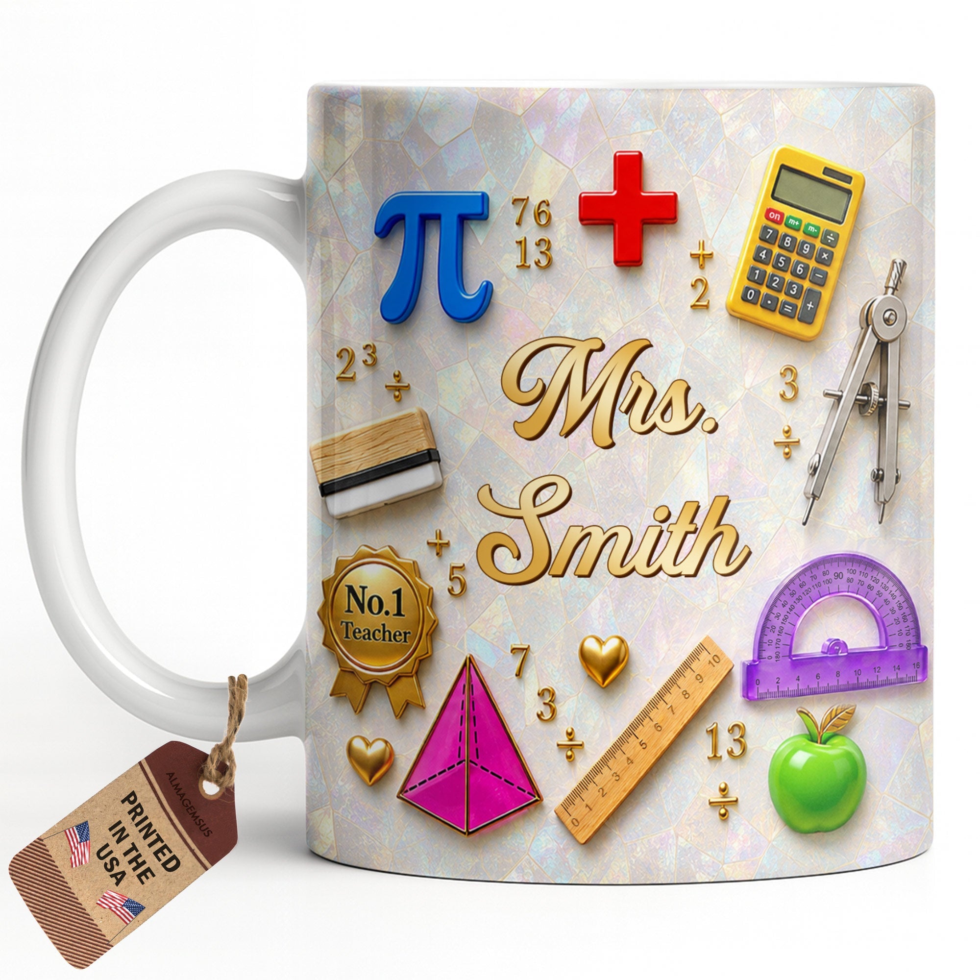 Personalized Mother of Pearl Coffee Mug Gift for Teacher Edge-to-edge Mug GradoCreations