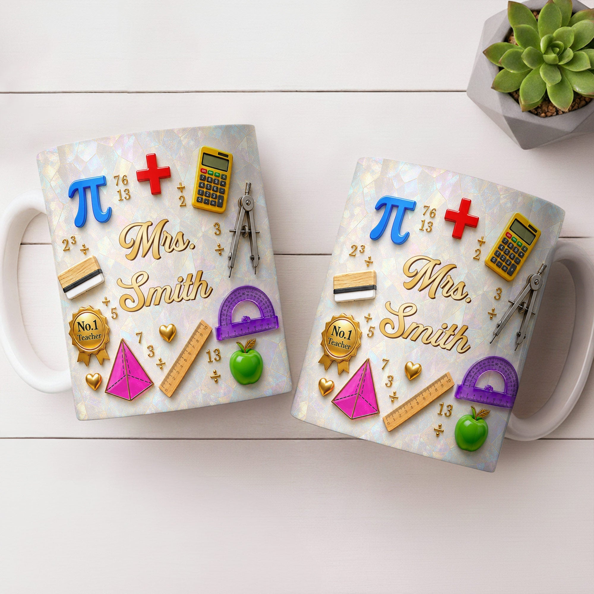Personalized Mother of Pearl Coffee Mug Gift for Teacher Edge-to-edge Mug GradoCreations