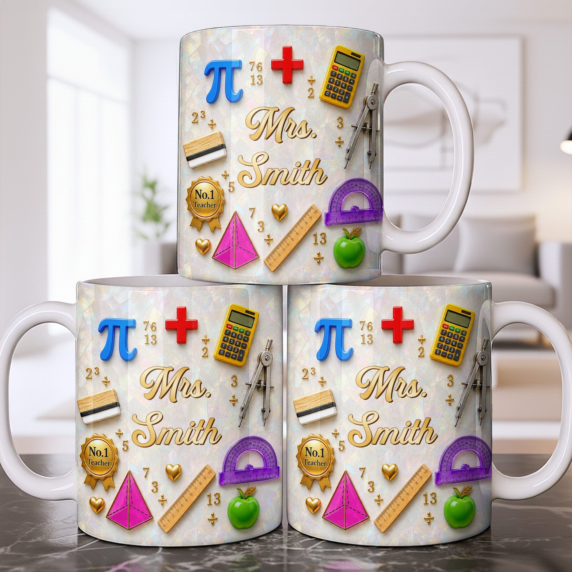 Personalized Mother of Pearl Coffee Mug Gift for Teacher Edge-to-edge Mug GradoCreations