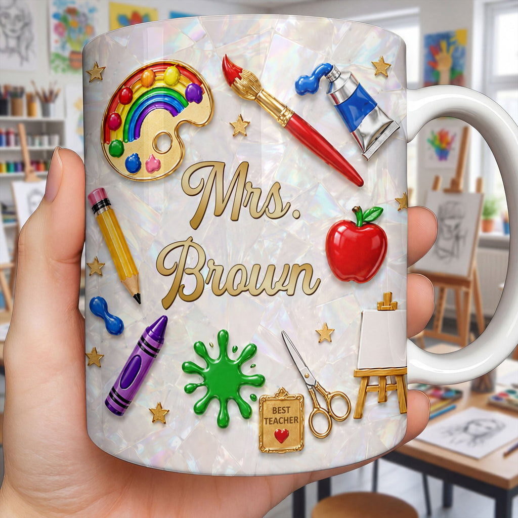 Personalized Mother of Pearl Coffee Mug Custom Gift for Teacher Edge-to-edge Mug GradoCreations