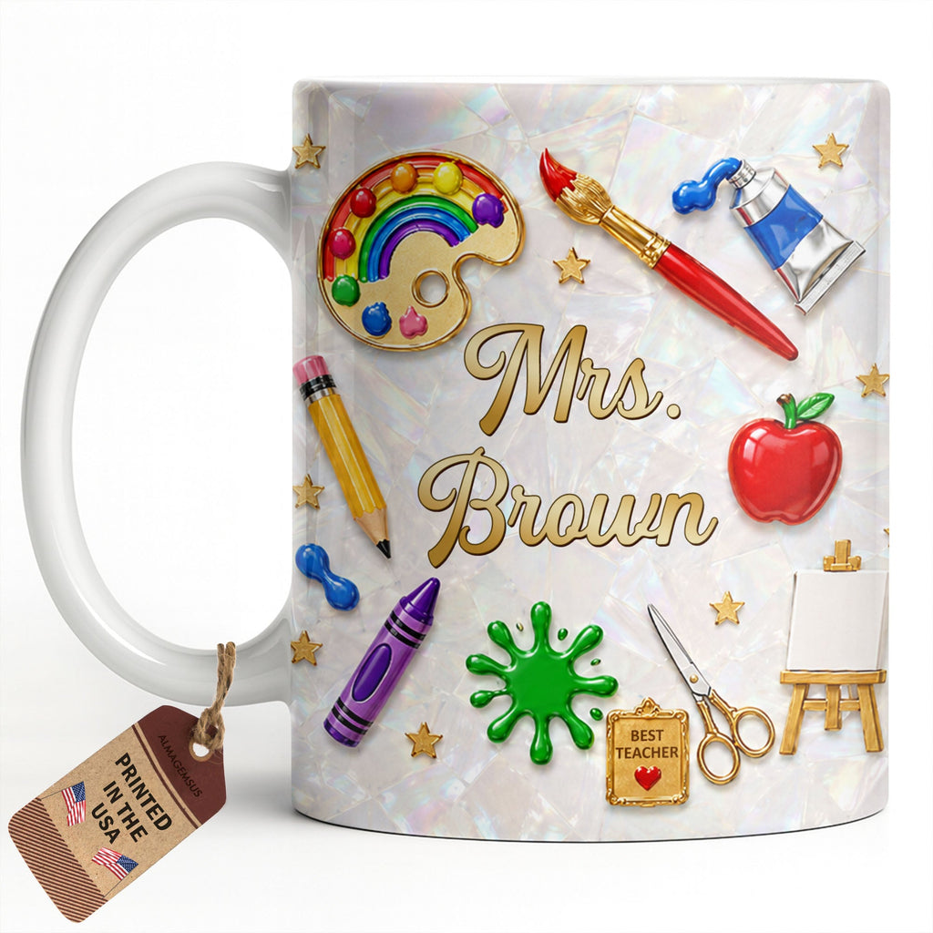 Personalized Mother of Pearl Coffee Mug Custom Gift for Teacher Edge-to-edge Mug GradoCreations