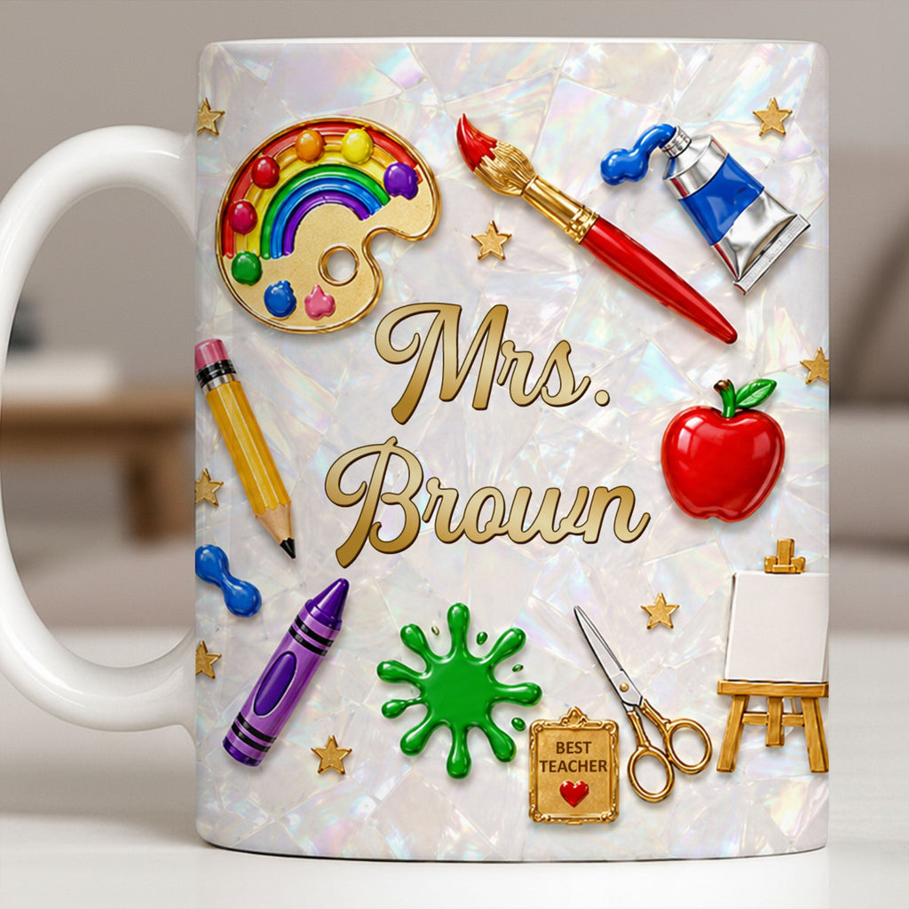 Personalized Mother of Pearl Coffee Mug Custom Gift for Teacher Edge-to-edge Mug GradoCreations
