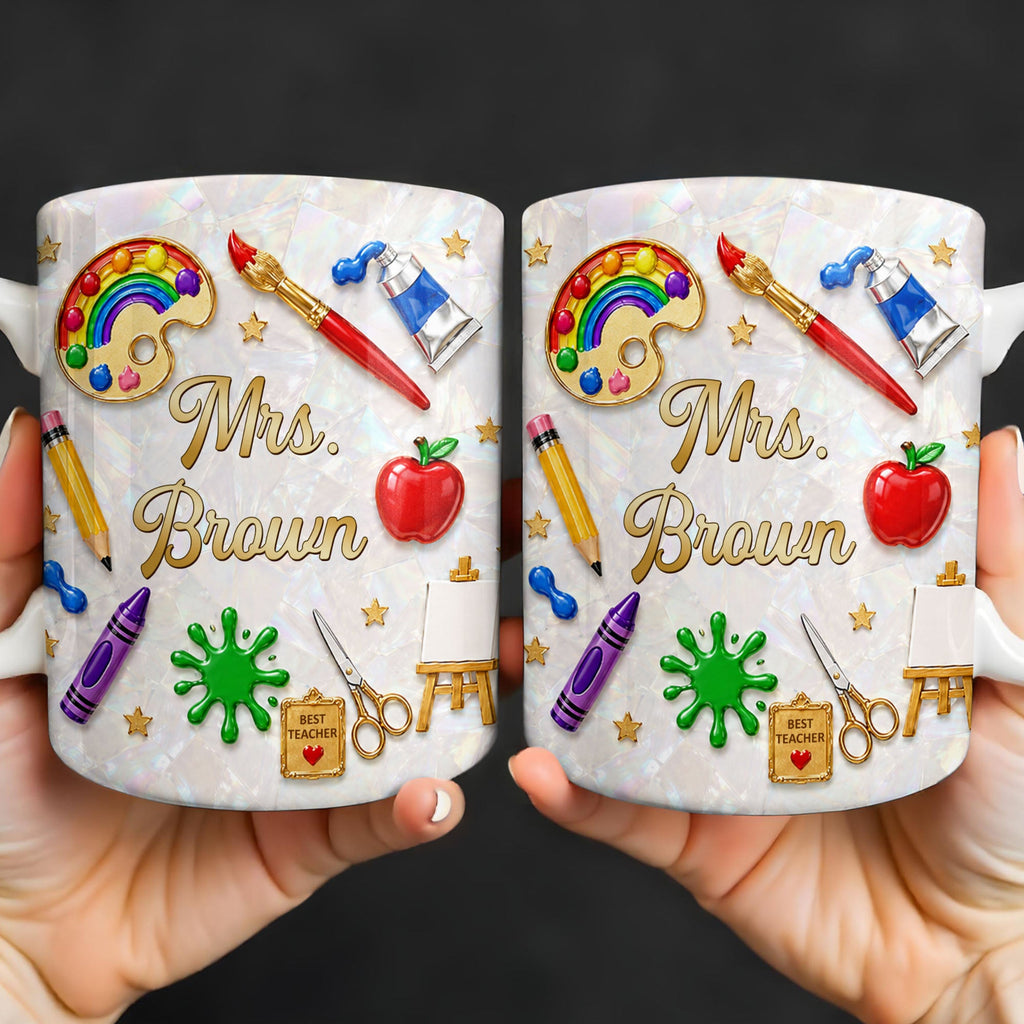 Personalized Mother of Pearl Coffee Mug Custom Gift for Teacher Edge-to-edge Mug GradoCreations