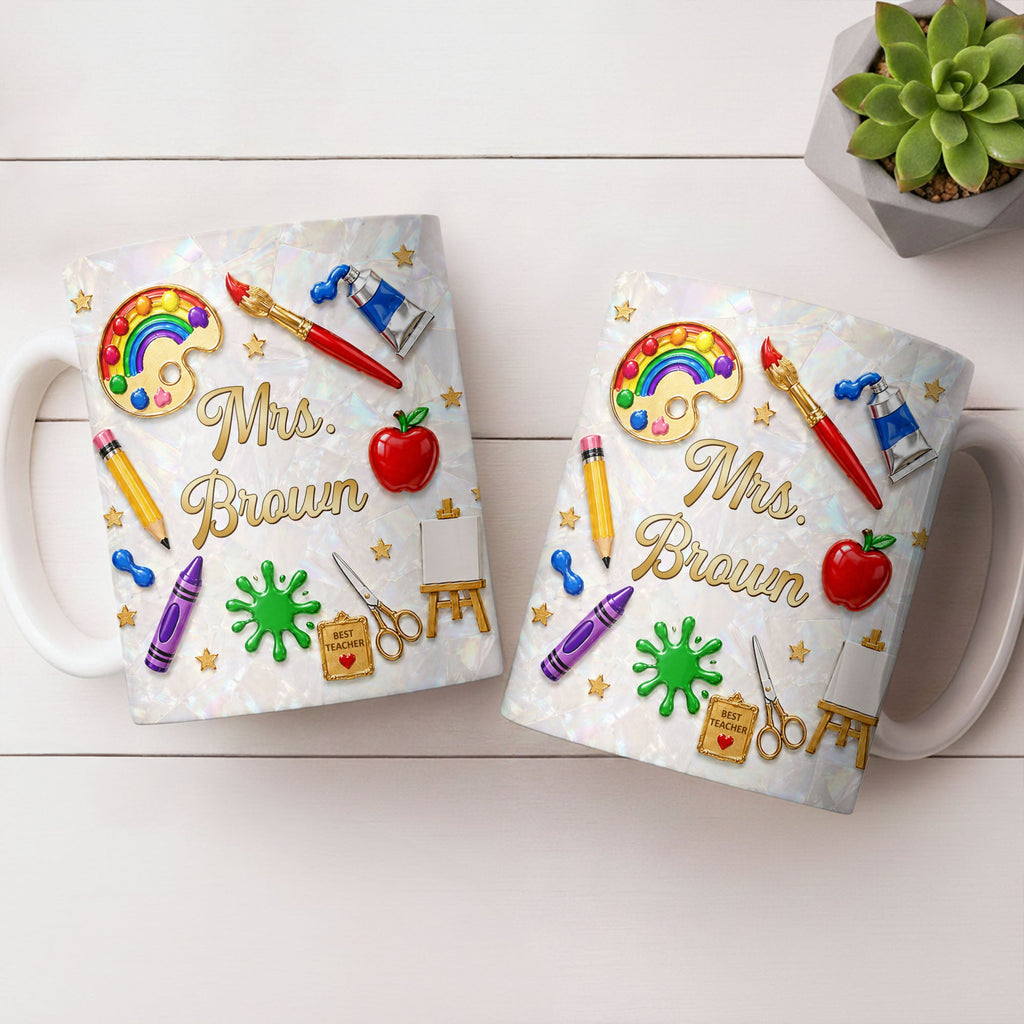 Personalized Mother of Pearl Coffee Mug Custom Gift for Teacher Edge-to-edge Mug GradoCreations