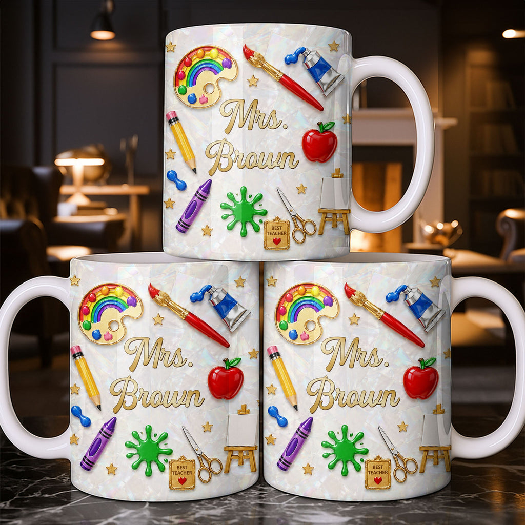 Personalized Mother of Pearl Coffee Mug Custom Gift for Teacher Edge-to-edge Mug GradoCreations