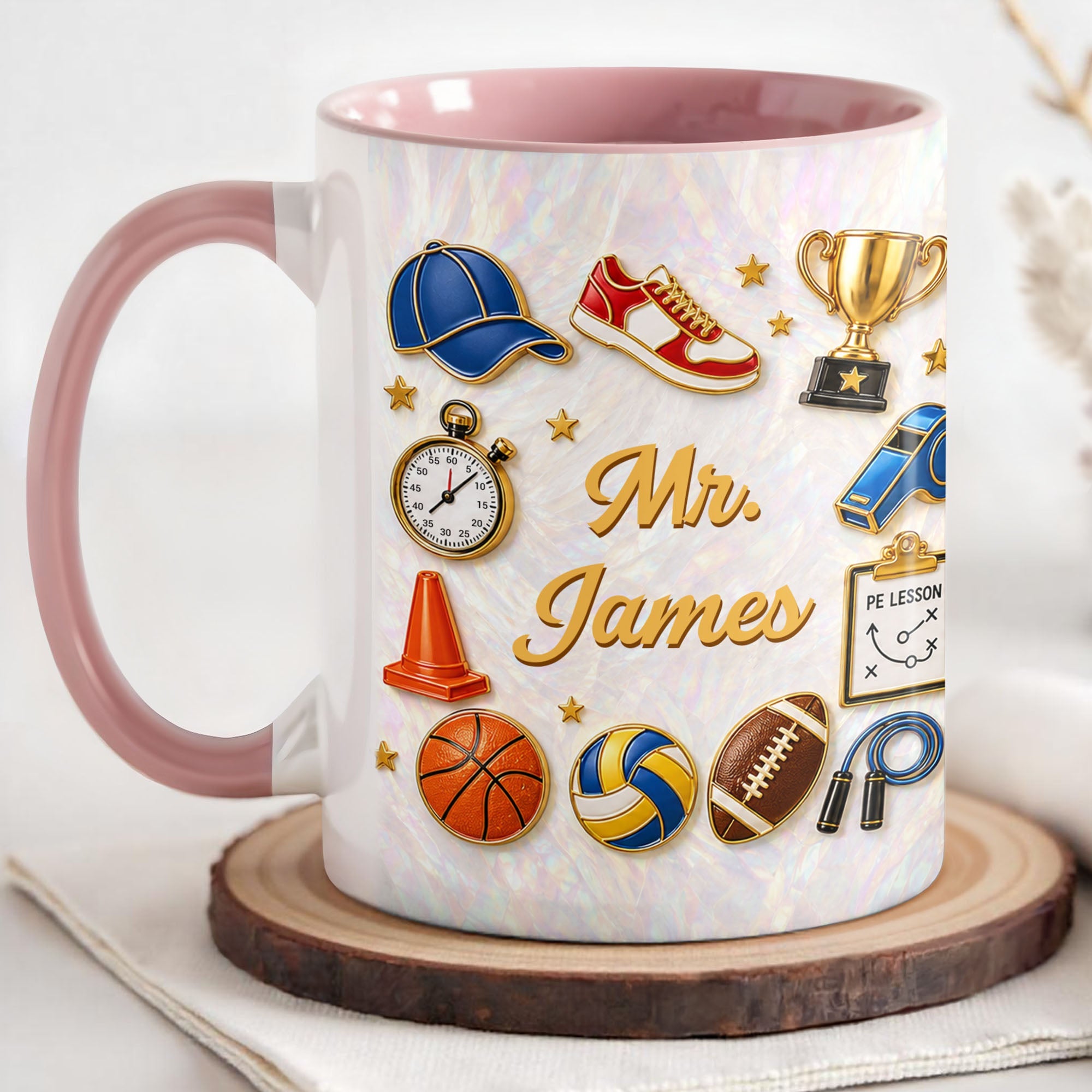 Personalized Accent Mug Custom Teacher Gift with Mother of Pearl Mosaic Accent Mug GradoCreations