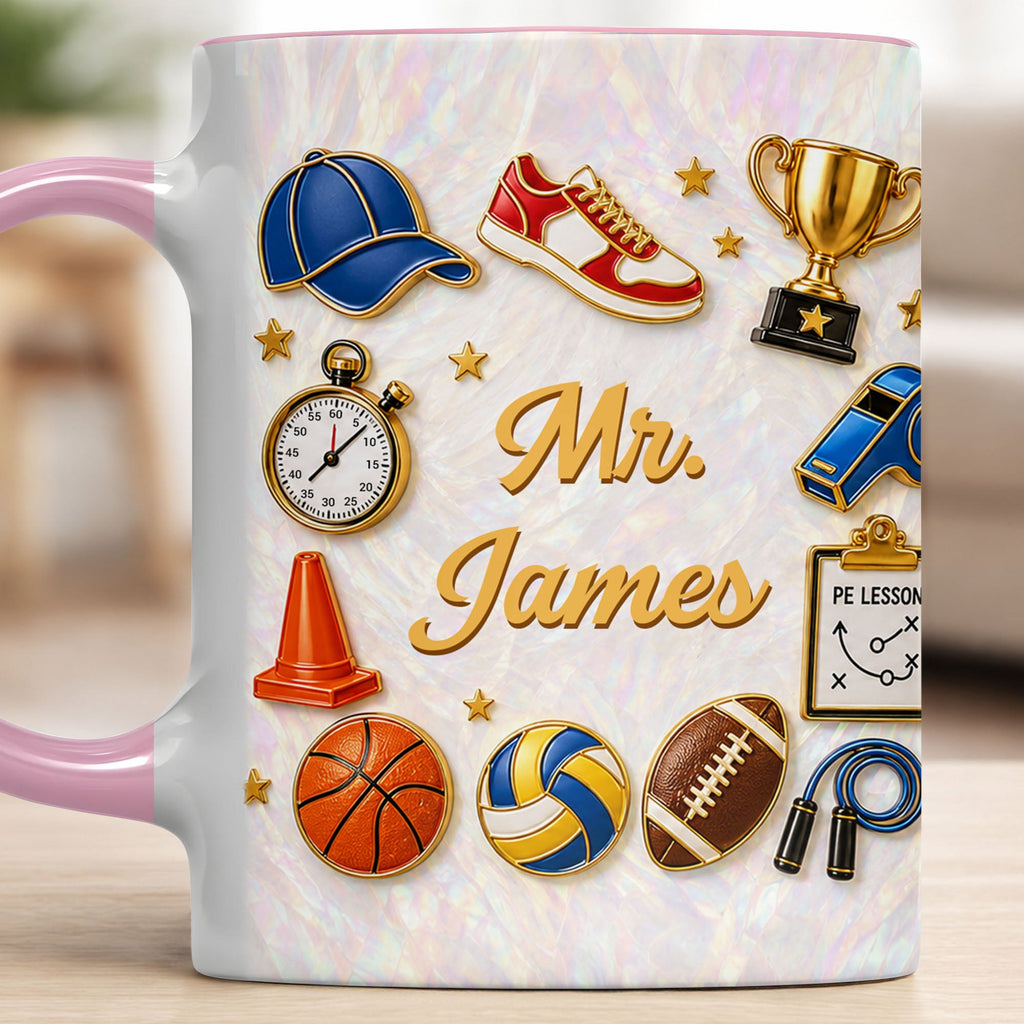 Personalized Accent Mug Custom Teacher Gift with Mother of Pearl Mosaic Accent Mug GradoCreations