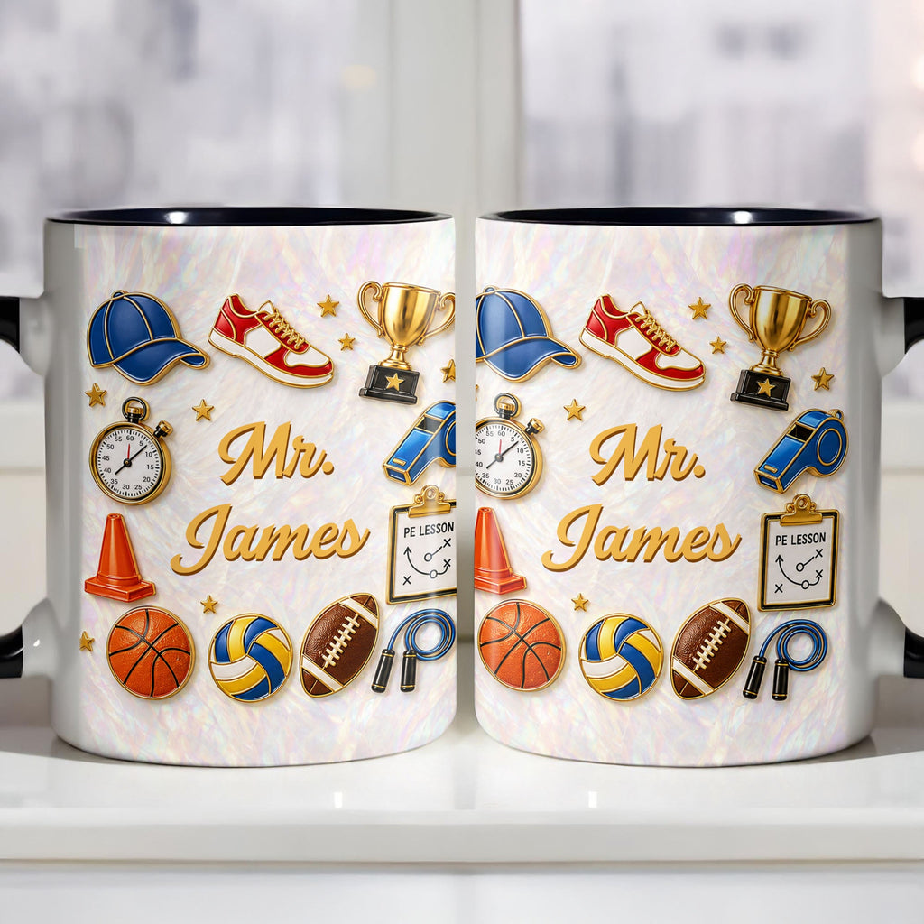 Personalized Accent Mug Custom Teacher Gift with Mother of Pearl Mosaic Accent Mug GradoCreations
