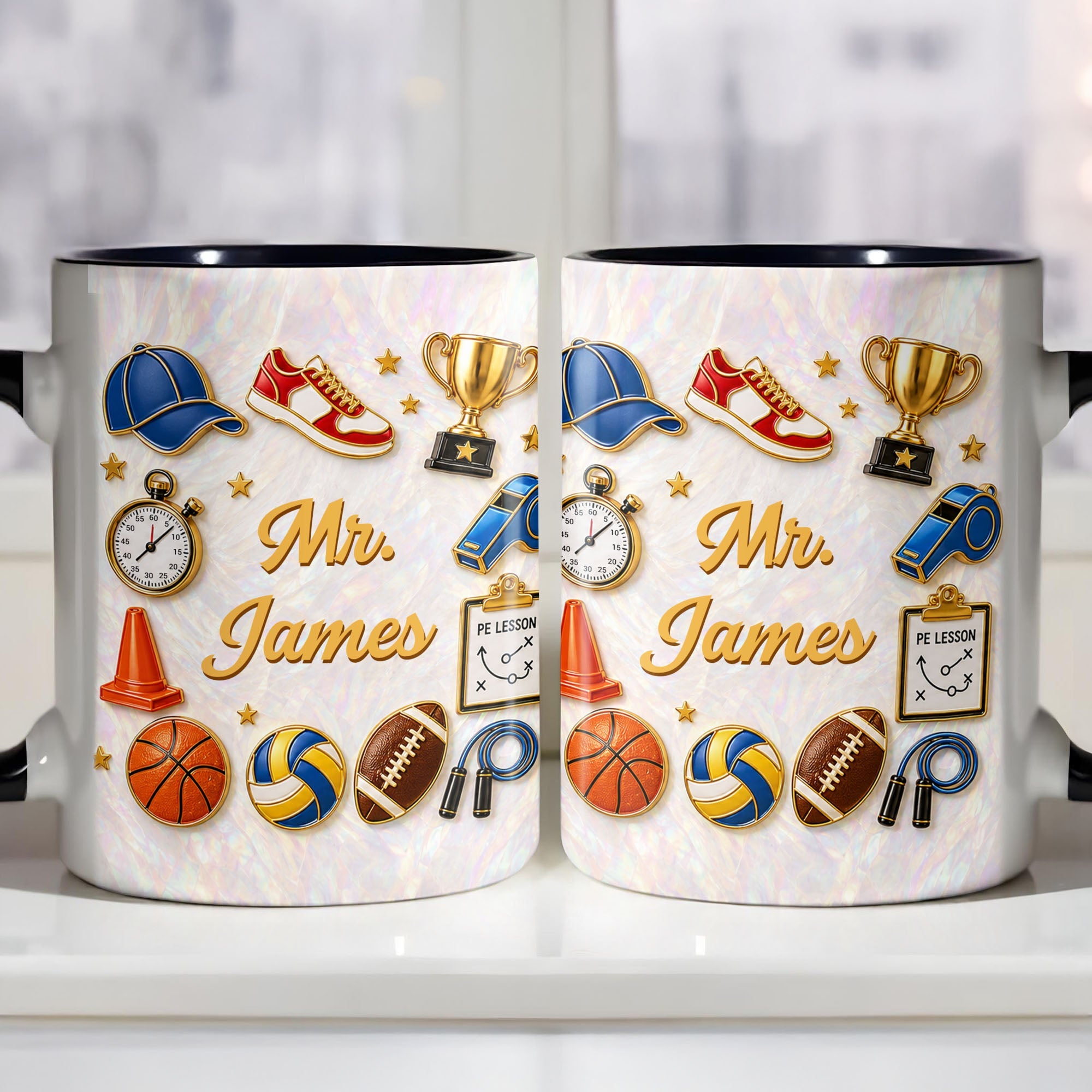 Personalized Accent Mug Custom Teacher Gift with Mother of Pearl Mosaic Accent Mug GradoCreations