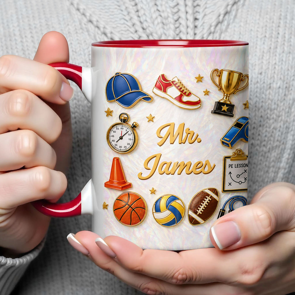 Personalized Accent Mug Custom Teacher Gift with Mother of Pearl Mosaic Accent Mug GradoCreations