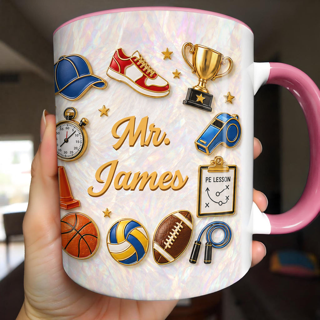 Personalized Accent Mug Custom Teacher Gift with Mother of Pearl Mosaic Accent Mug GradoCreations