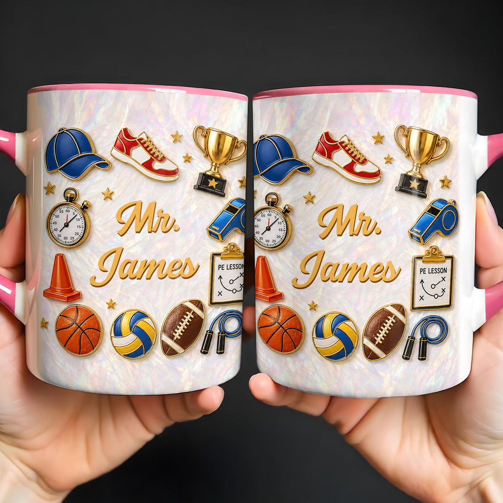 Personalized Accent Mug Custom Teacher Gift with Mother of Pearl Mosaic Accent Mug GradoCreations