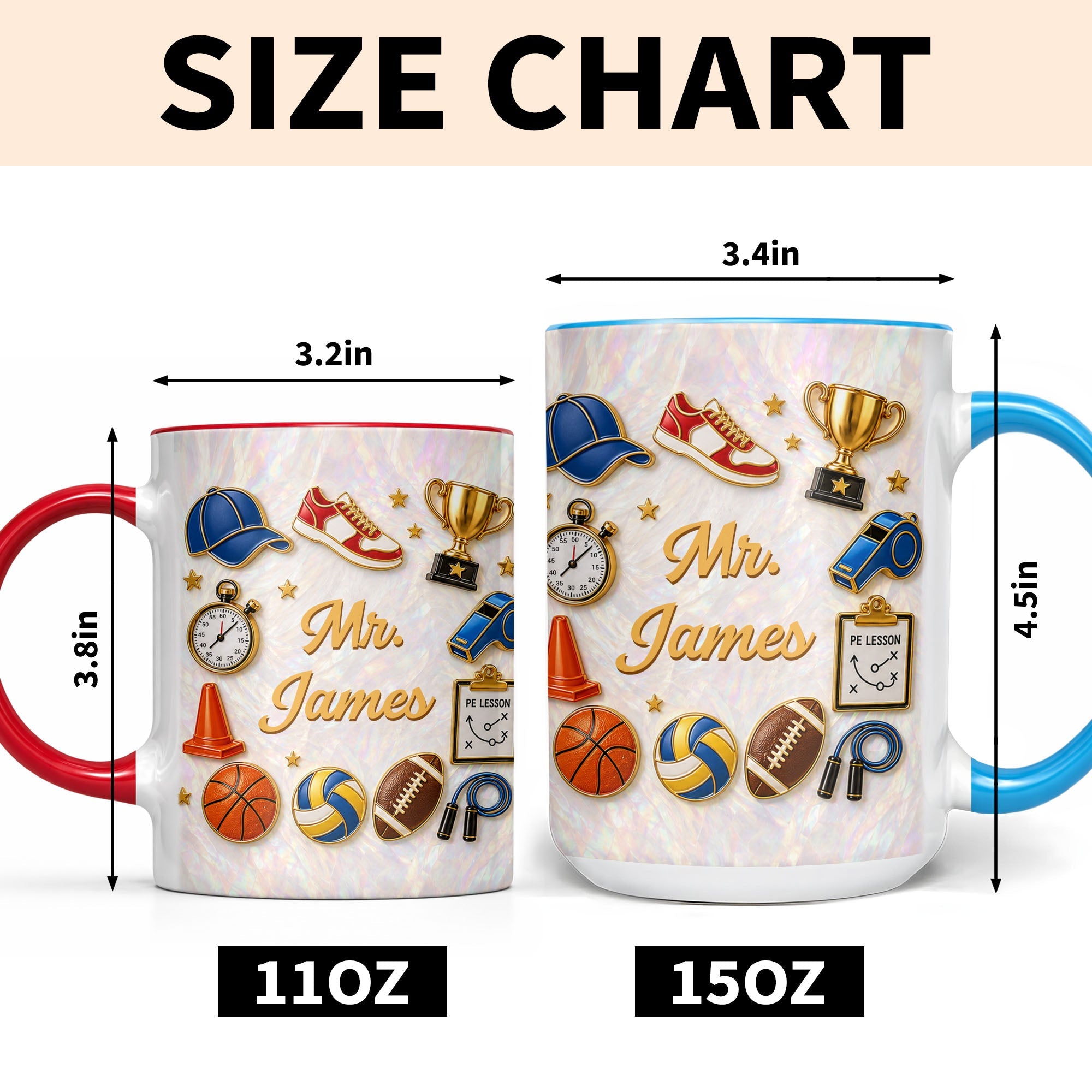 Personalized Accent Mug Custom Teacher Gift with Mother of Pearl Mosaic Accent Mug GradoCreations