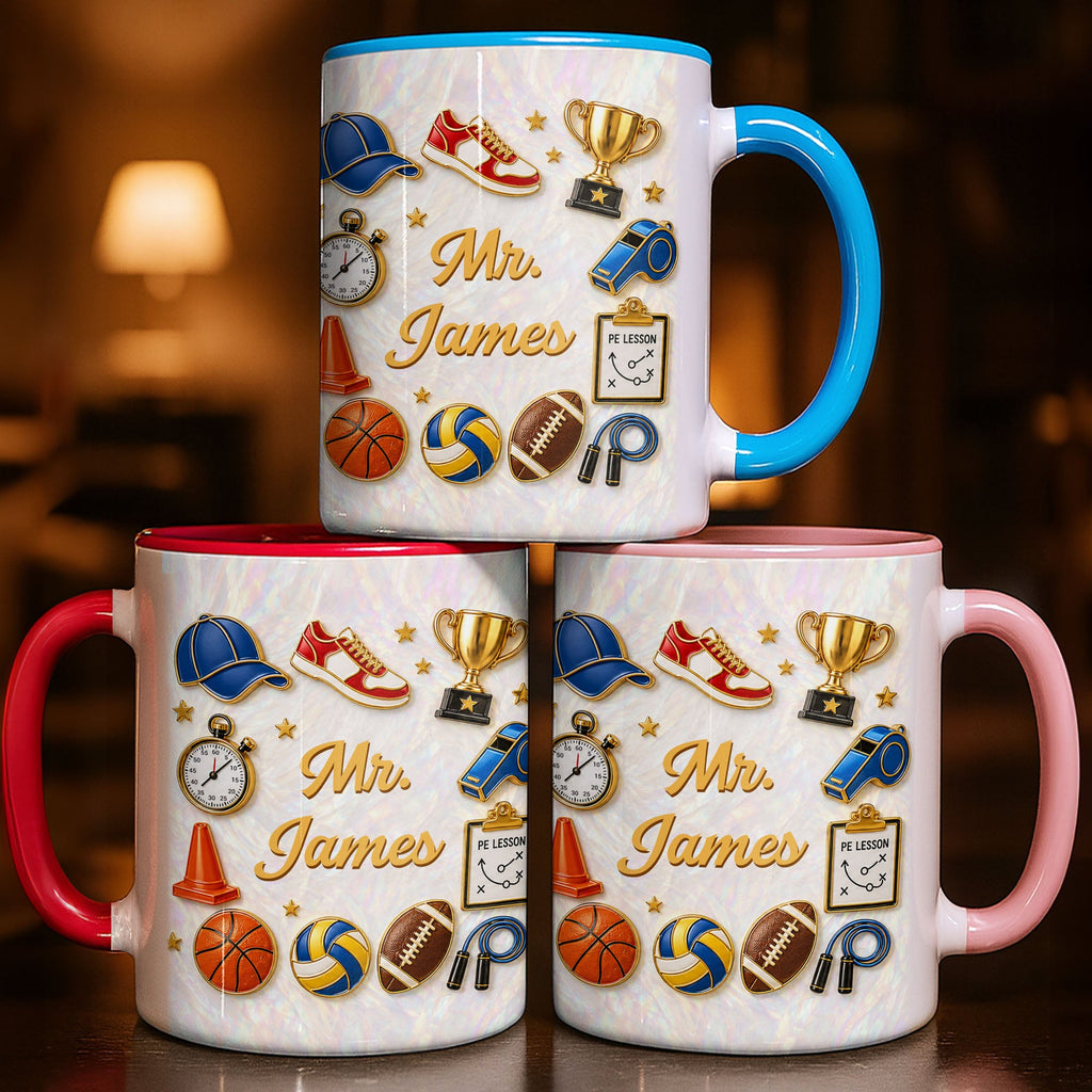 Personalized Accent Mug Custom Teacher Gift with Mother of Pearl Mosaic Accent Mug GradoCreations
