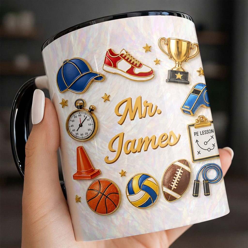 Personalized Accent Mug Custom Teacher Gift with Mother of Pearl Mosaic Accent Mug GradoCreations