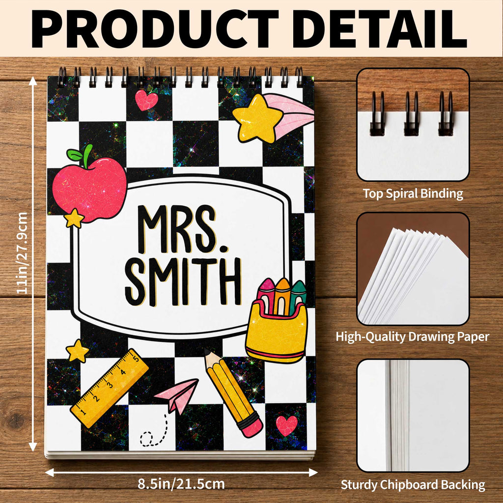 Personalized Art Sketch Book Custom Cover for Teachers Gift Sketch Book GradoCreations