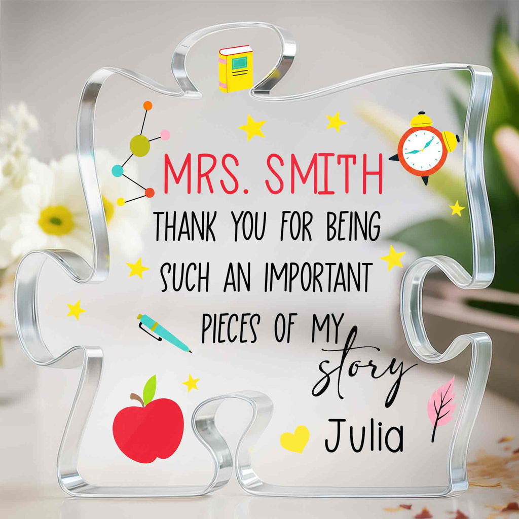 Personalized Custom Puzzle Acrylic Plaque Gift for Teacher Puzzle Acrylic Plaque GradoCreations
