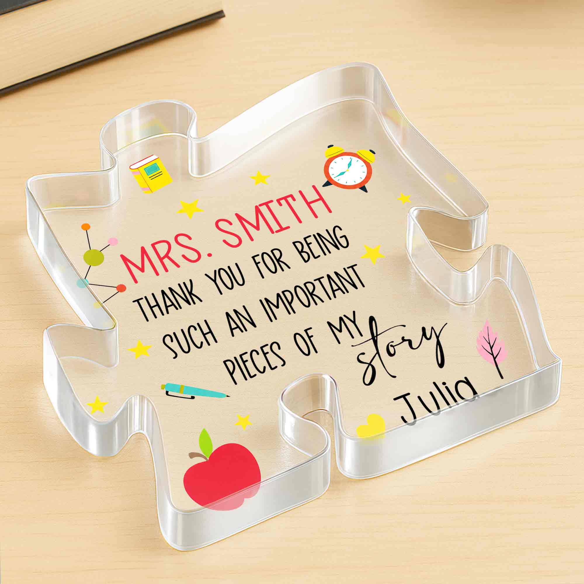 Personalized Custom Puzzle Acrylic Plaque Gift for Teacher Puzzle Acrylic Plaque GradoCreations