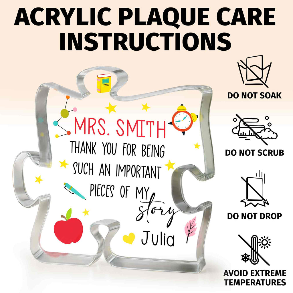 Personalized Custom Puzzle Acrylic Plaque Gift for Teacher Puzzle Acrylic Plaque GradoCreations