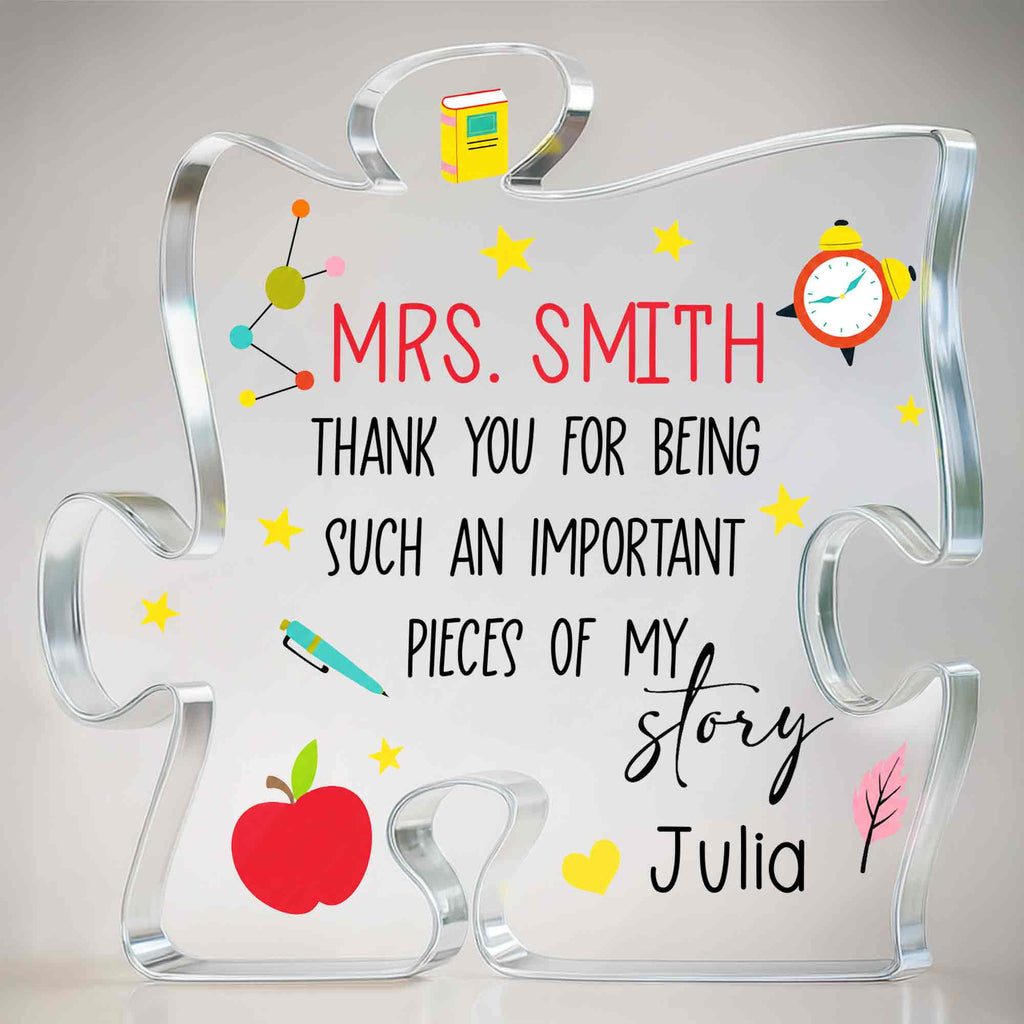 Personalized Custom Puzzle Acrylic Plaque Gift for Teacher Puzzle Acrylic Plaque GradoCreations