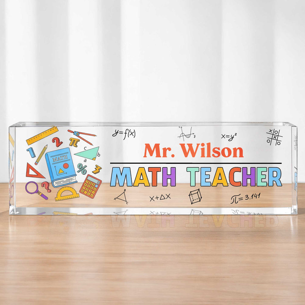 Personalized Math Teacher Acrylic Desk Name Plate Gift Desk Name Plate GradoCreations