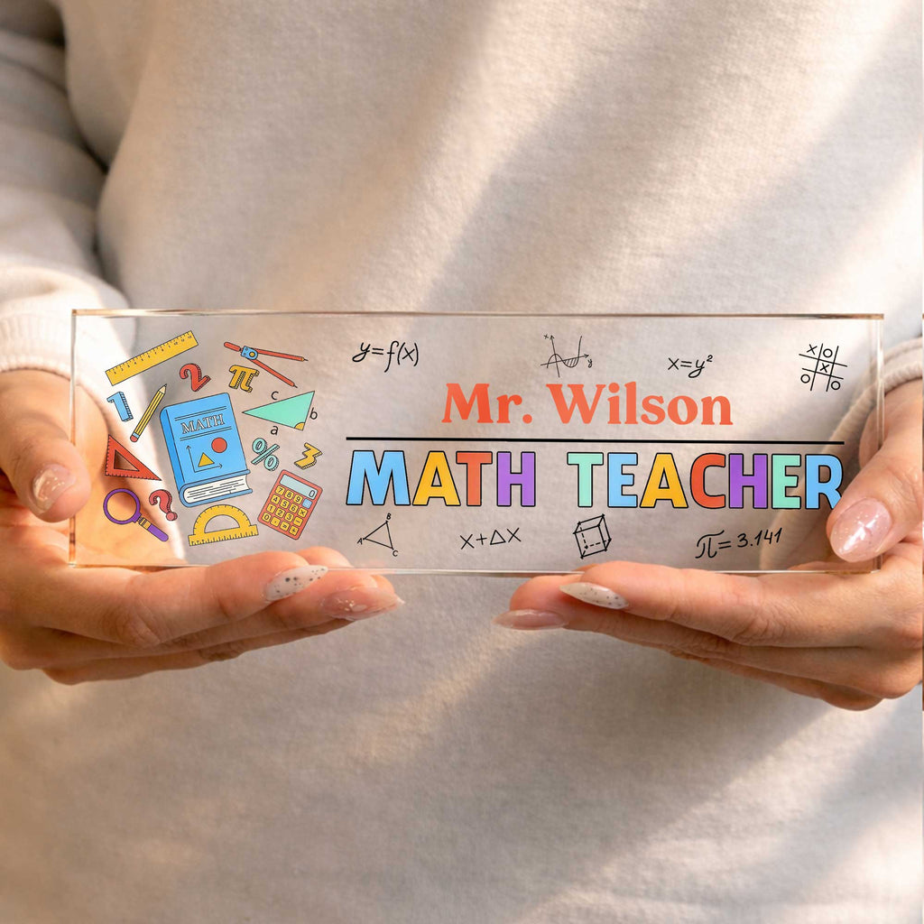 Personalized Math Teacher Acrylic Desk Name Plate Gift Desk Name Plate GradoCreations