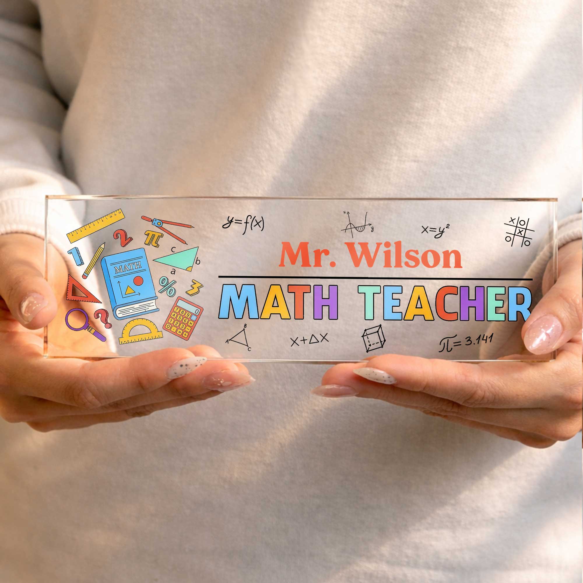 Personalized Math Teacher Acrylic Desk Name Plate Gift Desk Name Plate GradoCreations