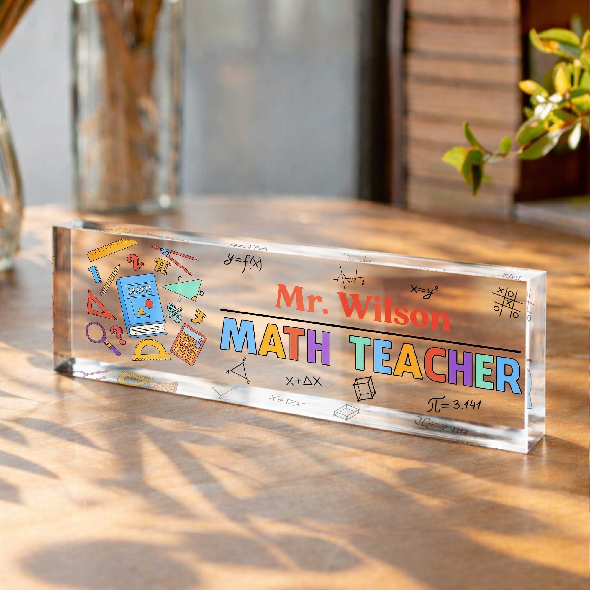 Personalized Math Teacher Acrylic Desk Name Plate Gift Desk Name Plate GradoCreations