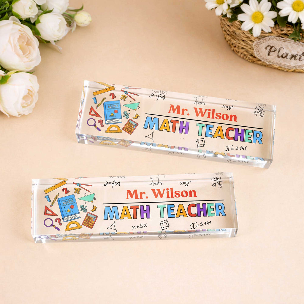 Personalized Math Teacher Acrylic Desk Name Plate Gift Desk Name Plate GradoCreations