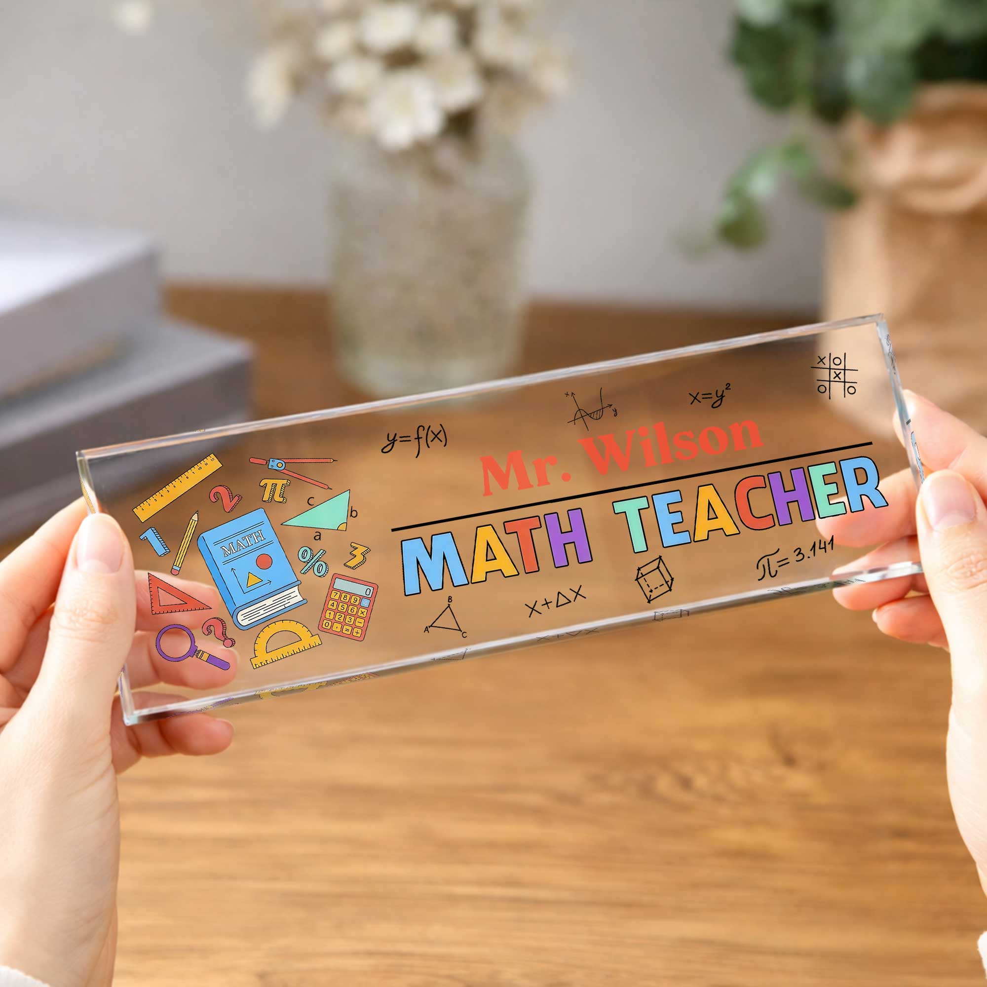 Personalized Math Teacher Acrylic Desk Name Plate Gift Desk Name Plate GradoCreations